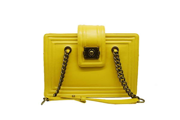 7A Chanel A30161 Yellow Calfskin Medium Le Boy Shoulder Bag Gold Hardware Online